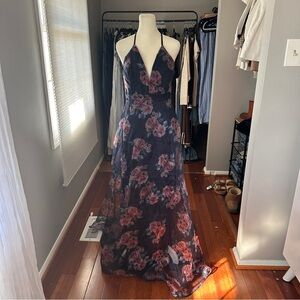 Lulu's Navy Floral Maxi Dress